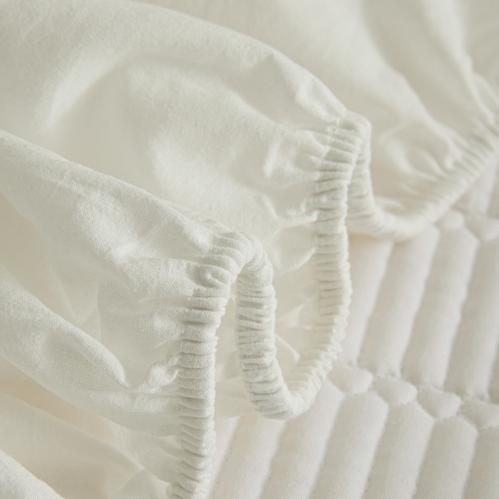 91家纺网 家纺一手货源 找家纺 芬晴家纺 2025新款A类全棉水洗棉夹棉床笠-甜心 甜心-白