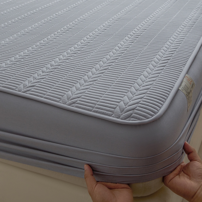 91家纺网 家纺一手货源 找家纺 芬晴家纺 2025新款全棉水洗棉大豆床笠-芳华 芳华-浅灰