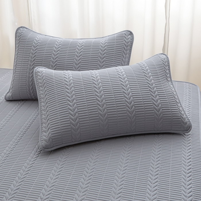 91家纺网 家纺一手货源 找家纺 芬晴家纺 2025新款全棉水洗棉大豆床笠-芳华 芳华-浅灰