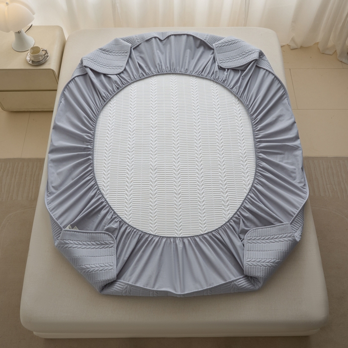 91家纺网 家纺一手货源 找家纺 芬晴家纺 2025新款全棉水洗棉大豆床笠-芳华 芳华-浅灰