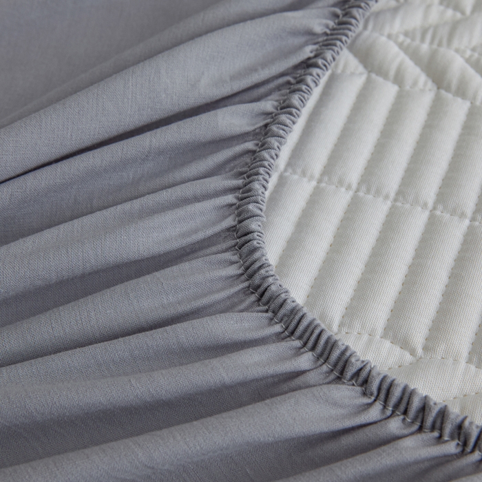 91家纺网 家纺一手货源 找家纺 芬晴家纺 2025新款全棉水洗棉大豆床笠-芳华 芳华-浅灰