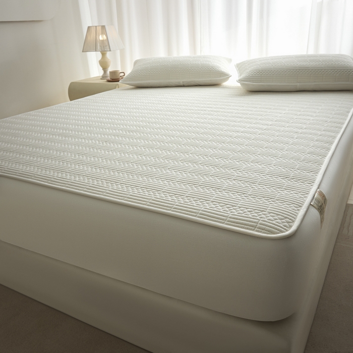 91家纺网 家纺一手货源 找家纺 芬晴家纺 2025新款A类全棉夹棉大豆床笠-派对 派对-白