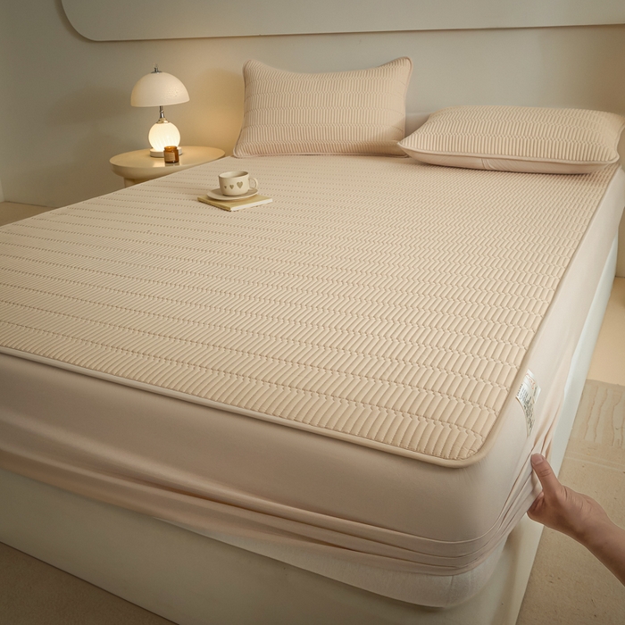 91家纺网 家纺一手货源 找家纺 芬晴家纺 2025新款A类全棉水洗棉夹棉床笠-甜心 甜心-浅卡