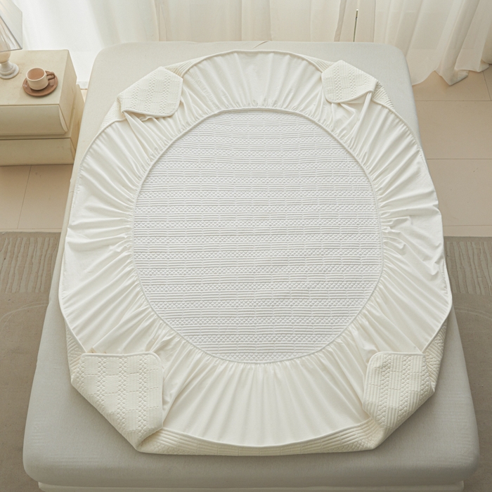 91家纺网 家纺一手货源 找家纺 芬晴家纺 2025新款A类全棉夹棉大豆床笠-派对 派对-白