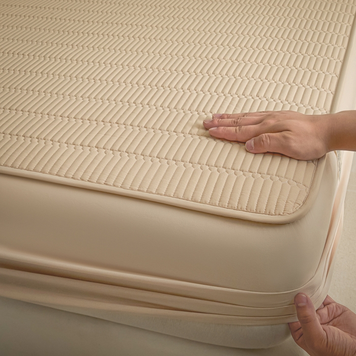 91家纺网 家纺一手货源 找家纺 芬晴家纺 2025新款A类全棉水洗棉夹棉床笠-甜心 甜心-浅卡