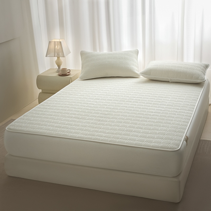 91家纺网 家纺一手货源 找家纺 芬晴家纺 2025新款A类全棉夹棉大豆床笠-派对 派对-白