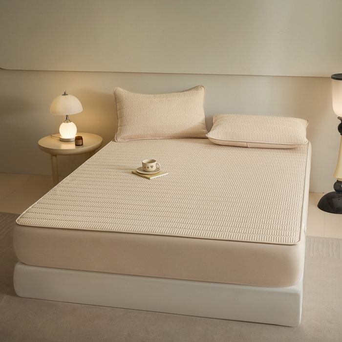 91家纺网 家纺一手货源 找家纺 芬晴家纺 2025新款A类全棉水洗棉夹棉床笠-甜心 甜心-浅卡