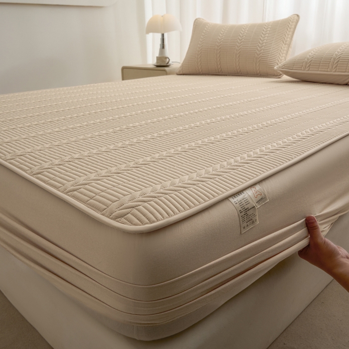 91家纺网 家纺一手货源 找家纺 芬晴家纺 2025新款全棉水洗棉大豆床笠-芳华 芳华-浅卡