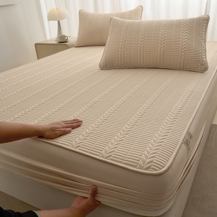 91家纺网 家纺一手货源 找家纺 芬晴家纺 2025新款全棉水洗棉大豆床笠-芳华 芳华-浅卡