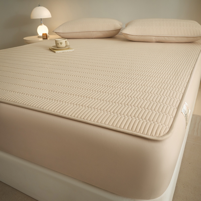 91家纺网 家纺一手货源 找家纺 芬晴家纺 2025新款A类全棉水洗棉夹棉床笠-甜心 甜心-浅卡