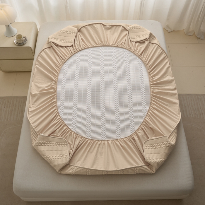 91家纺网 家纺一手货源 找家纺 芬晴家纺 2025新款全棉水洗棉大豆床笠-芳华 芳华-浅卡