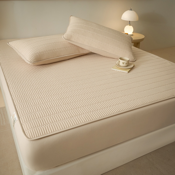 91家纺网 家纺一手货源 找家纺 芬晴家纺 2025新款A类全棉水洗棉夹棉床笠-甜心 甜心-浅卡