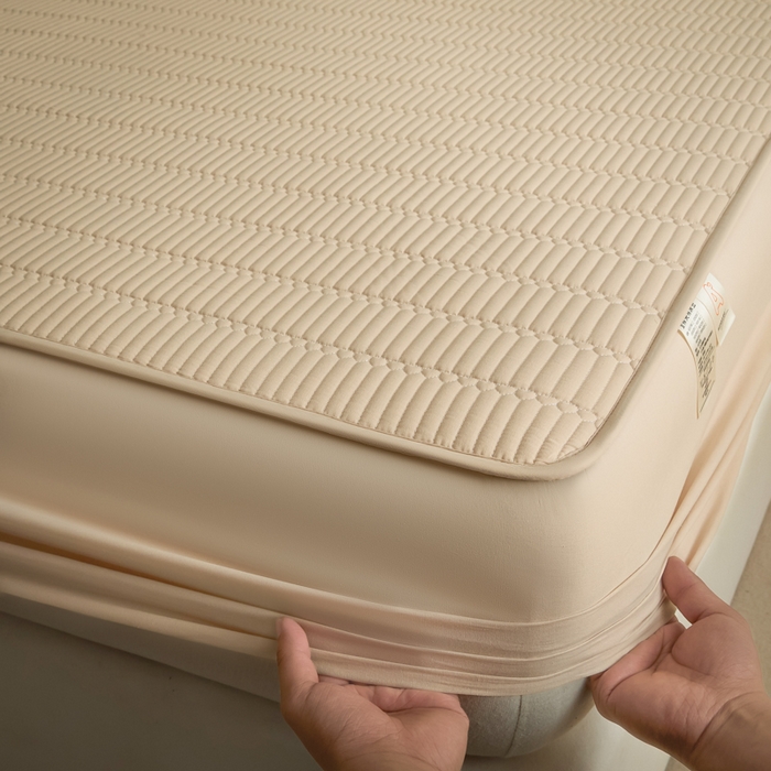 91家纺网 家纺一手货源 找家纺 芬晴家纺 2025新款A类全棉水洗棉夹棉床笠-甜心 甜心-浅卡