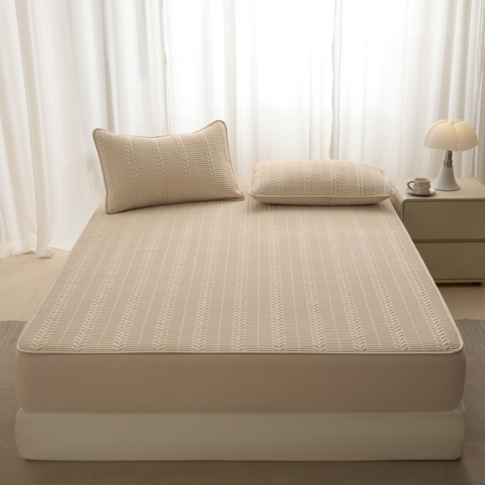 91家纺网 家纺一手货源 找家纺 芬晴家纺 2025新款全棉水洗棉大豆床笠-芳华 芳华-浅卡