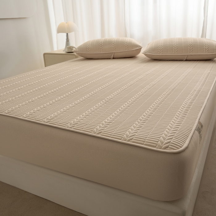 91家纺网 家纺一手货源 找家纺 芬晴家纺 2025新款全棉水洗棉大豆床笠-芳华 芳华-浅卡