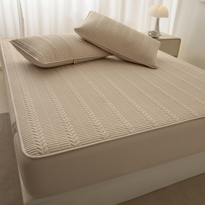 91家纺网 家纺一手货源 找家纺 芬晴家纺 2025新款全棉水洗棉大豆床笠-芳华 芳华-浅卡