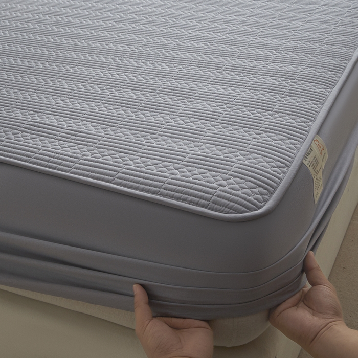 91家纺网 家纺一手货源 找家纺 芬晴家纺 2025新款A类全棉夹棉大豆床笠-派对 派对-浅灰