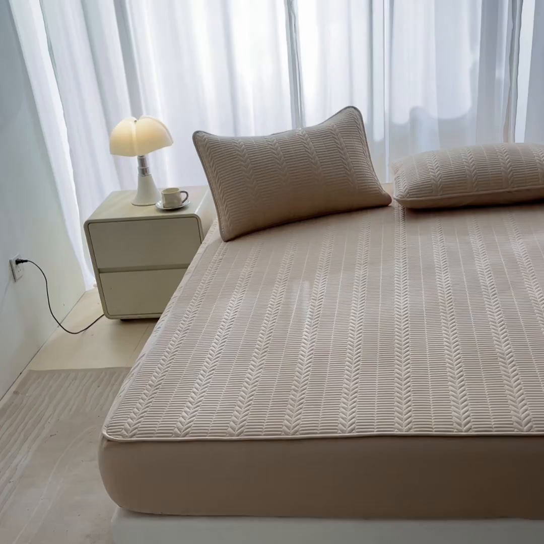 91家纺网 家纺一手货源 找家纺 芬晴家纺 2025新款全棉水洗棉大豆床笠-芳华 芳华-浅卡