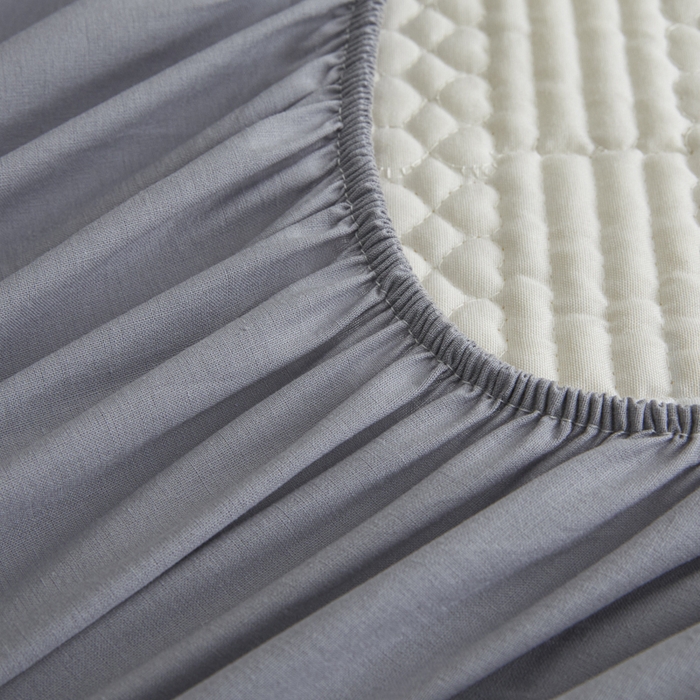 91家纺网 家纺一手货源 找家纺 芬晴家纺 2025新款A类全棉夹棉大豆床笠-派对 派对-浅灰