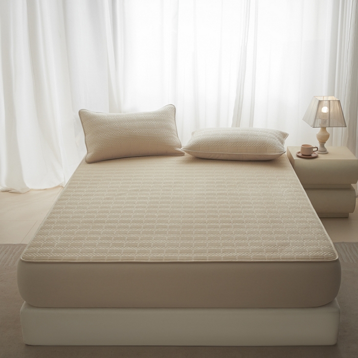 91家纺网 家纺一手货源 找家纺 芬晴家纺 2025新款A类全棉夹棉大豆床笠-派对 派对-浅卡