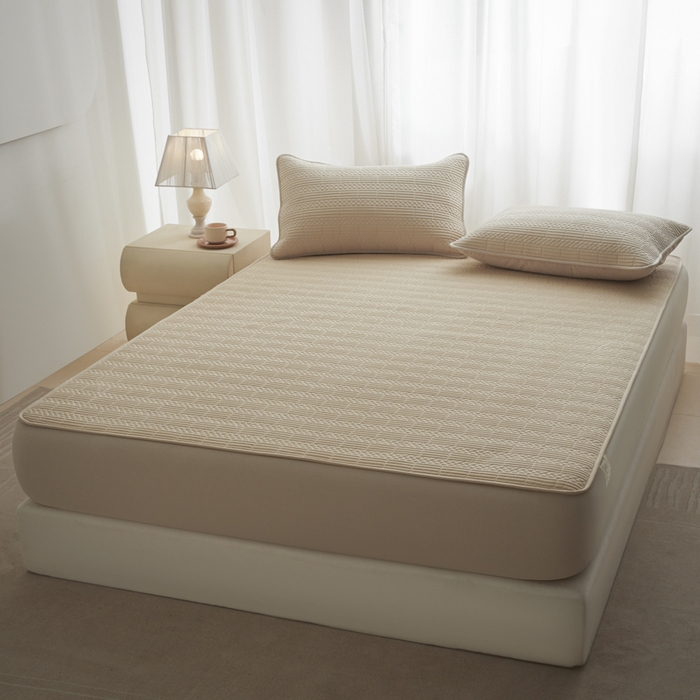 91家纺网 家纺一手货源 找家纺 芬晴家纺 2025新款A类全棉夹棉大豆床笠-派对 派对-浅卡