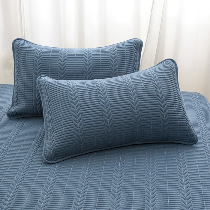 91家纺网 家纺一手货源 找家纺 芬晴家纺 2025新款全棉水洗棉大豆床笠-芳华 芳华-雾蓝