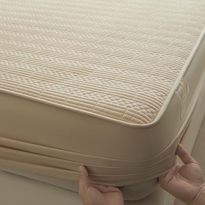 91家纺网 家纺一手货源 找家纺 芬晴家纺 2025新款A类全棉夹棉大豆床笠-派对 派对-浅卡