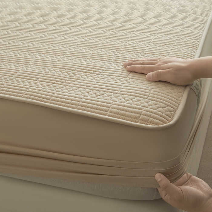 91家纺网 家纺一手货源 找家纺 芬晴家纺 2025新款A类全棉夹棉大豆床笠-派对 派对-浅卡