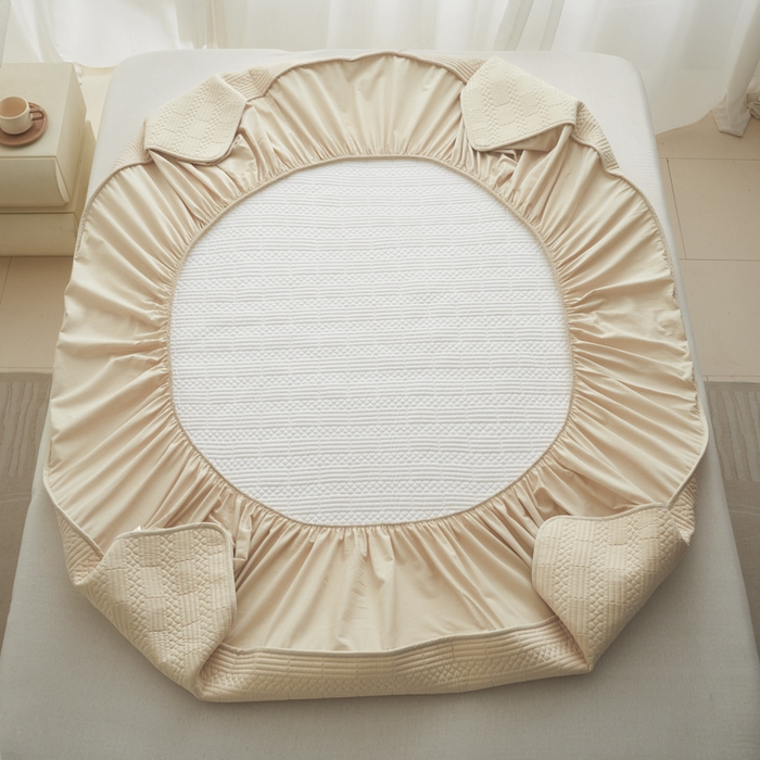 91家纺网 家纺一手货源 找家纺 芬晴家纺 2025新款A类全棉夹棉大豆床笠-派对 派对-浅卡