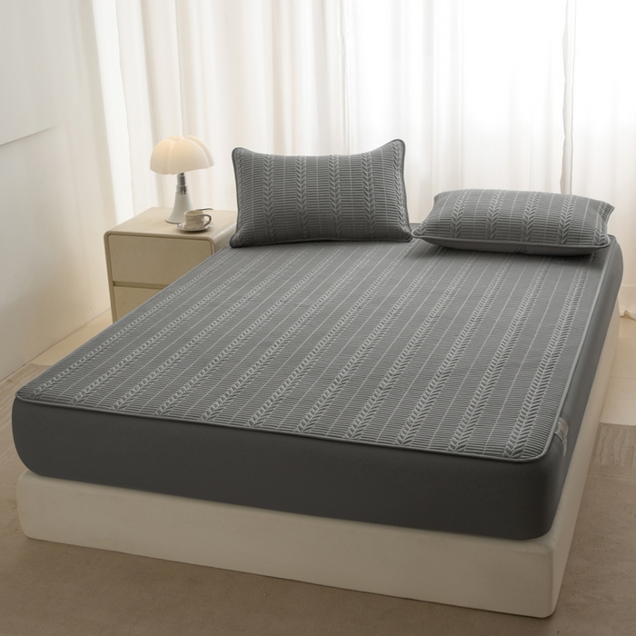 91家纺网 家纺一手货源 找家纺 芬晴家纺 2025新款全棉水洗棉大豆床笠-芳华 芳华-岩灰