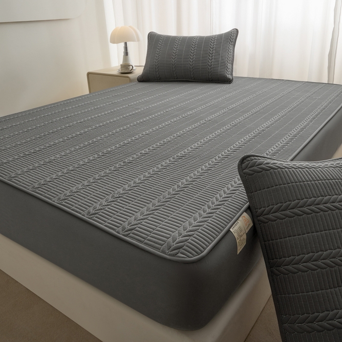 91家纺网 家纺一手货源 找家纺 芬晴家纺 2025新款全棉水洗棉大豆床笠-芳华 芳华-岩灰