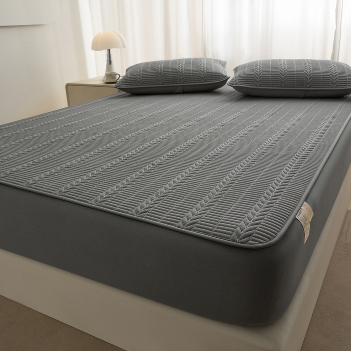 91家纺网 家纺一手货源 找家纺 芬晴家纺 2025新款全棉水洗棉大豆床笠-芳华 芳华-岩灰