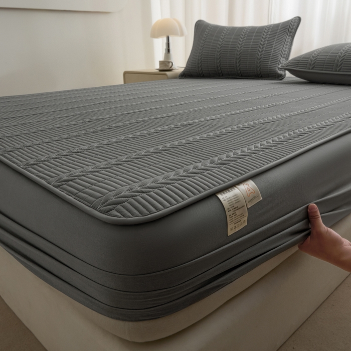 91家纺网 家纺一手货源 找家纺 芬晴家纺 2025新款全棉水洗棉大豆床笠-芳华 芳华-岩灰