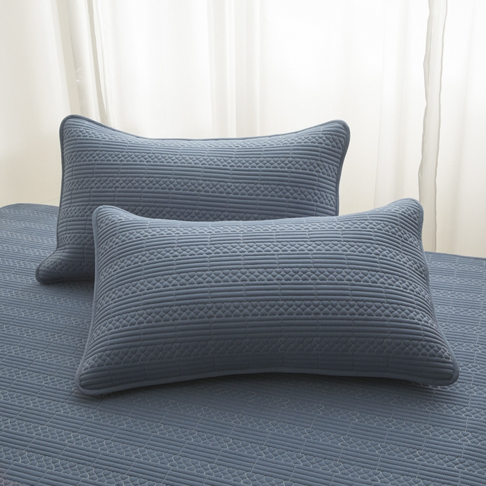 91家纺网 家纺一手货源 找家纺 芬晴家纺 2025新款A类全棉夹棉大豆床笠-派对 派对-雾蓝