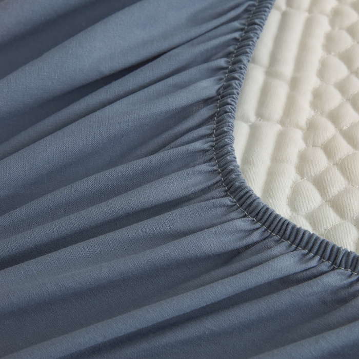 91家纺网 家纺一手货源 找家纺 芬晴家纺 2025新款A类全棉夹棉大豆床笠-派对 派对-雾蓝