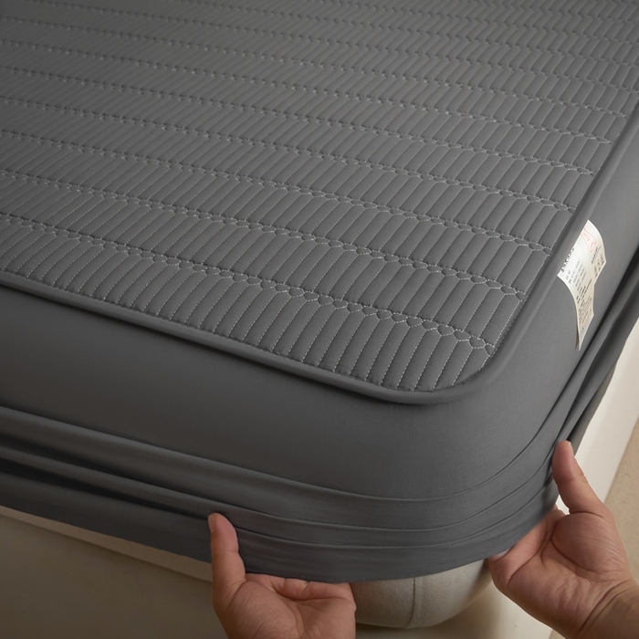 91家纺网 家纺一手货源 找家纺 芬晴家纺 2025新款A类全棉水洗棉夹棉床笠-甜心 甜心-岩灰