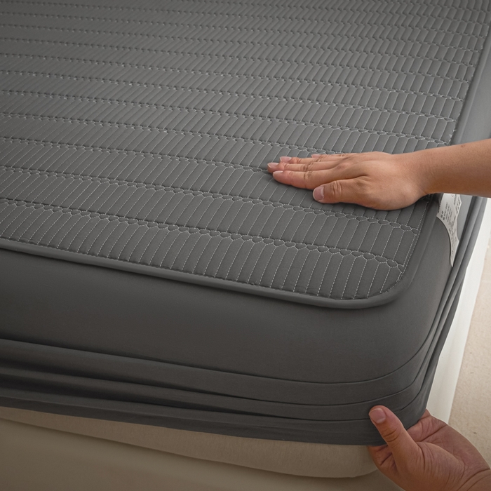 91家纺网 家纺一手货源 找家纺 芬晴家纺 2025新款A类全棉水洗棉夹棉床笠-甜心 甜心-岩灰