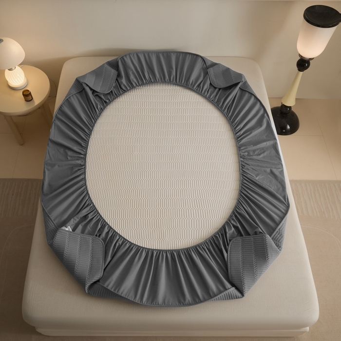 91家纺网 家纺一手货源 找家纺 芬晴家纺 2025新款A类全棉水洗棉夹棉床笠-甜心 甜心-岩灰