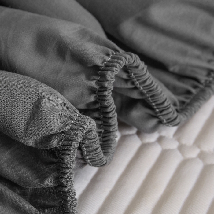 91家纺网 家纺一手货源 找家纺 芬晴家纺 2025新款A类全棉水洗棉夹棉床笠-甜心 甜心-岩灰