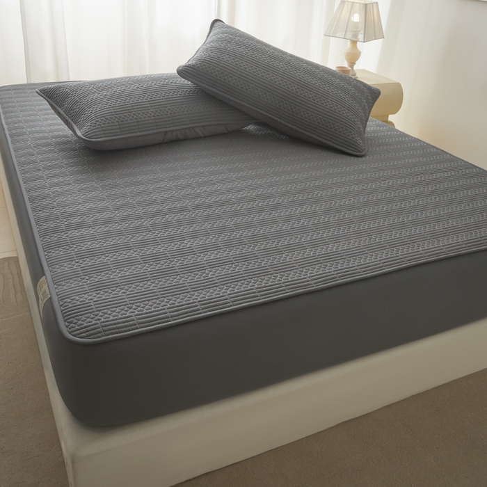 芬晴家纺 2025新款A类全棉夹棉大豆床笠-派对 派对-岩灰