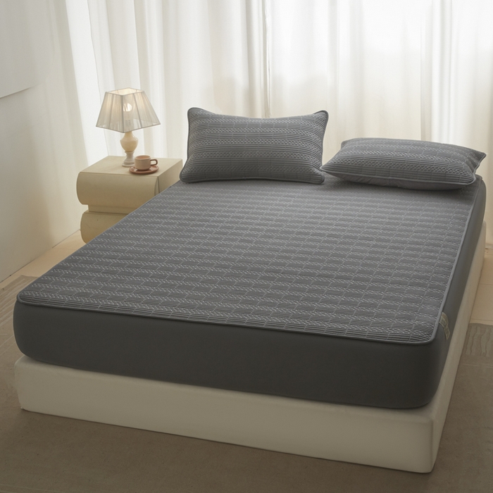 91家纺网 家纺一手货源 找家纺 芬晴家纺 2025新款A类全棉夹棉大豆床笠-派对 派对-岩灰