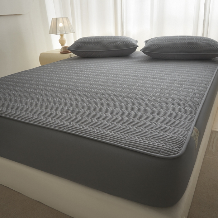 91家纺网 家纺一手货源 找家纺 芬晴家纺 2025新款A类全棉夹棉大豆床笠-派对 派对-岩灰