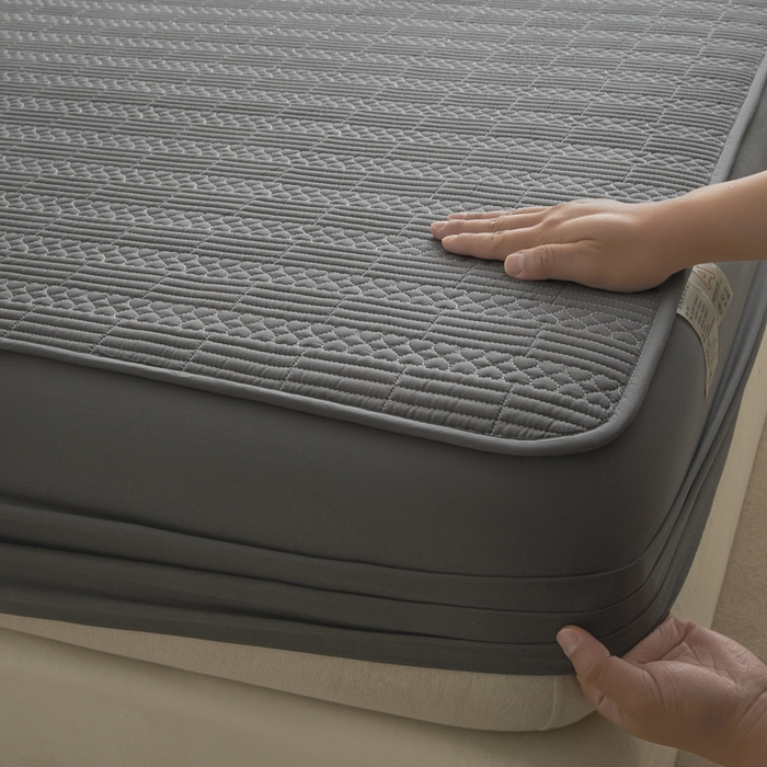 91家纺网 家纺一手货源 找家纺 芬晴家纺 2025新款A类全棉夹棉大豆床笠-派对 派对-岩灰