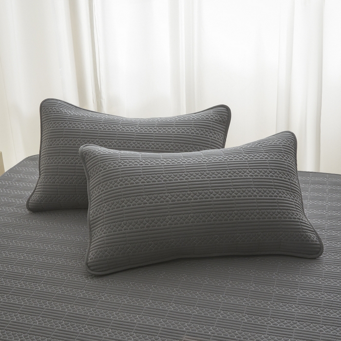 91家纺网 家纺一手货源 找家纺 芬晴家纺 2025新款A类全棉夹棉大豆床笠-派对 派对-岩灰