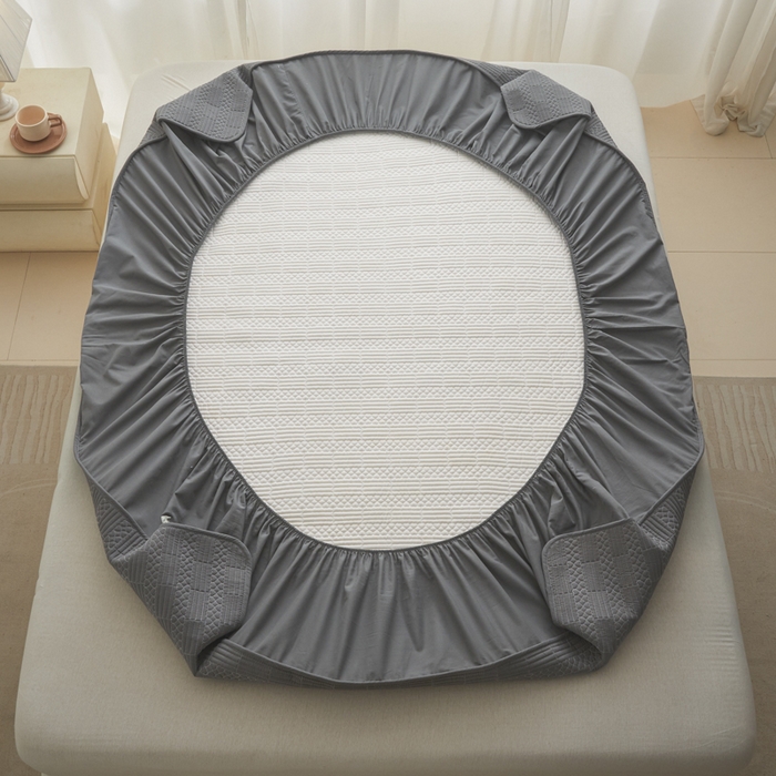 91家纺网 家纺一手货源 找家纺 芬晴家纺 2025新款A类全棉夹棉大豆床笠-派对 派对-岩灰