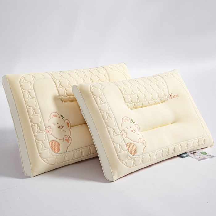 91家纺网 家纺一手货源 找家纺 织布人 2025新款枕芯夏季凉感冰丝小熊乳胶枕头防出汗儿童学生成人亲子枕 香草黄_一只48*74cm【成人高枕】