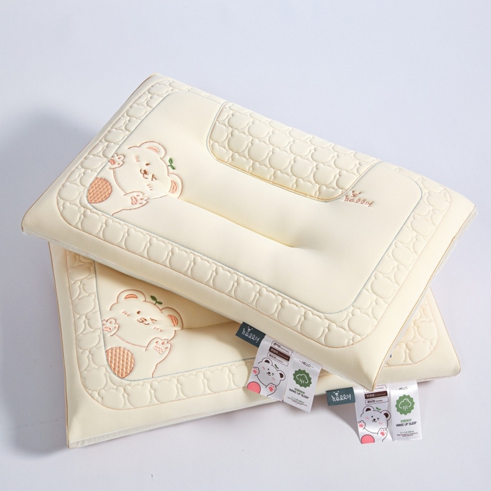 91家纺网 家纺一手货源 找家纺 织布人 2025新款枕芯夏季凉感冰丝小熊乳胶枕头防出汗儿童学生成人亲子枕 香草黄_一只48*74cm【成人中枕】