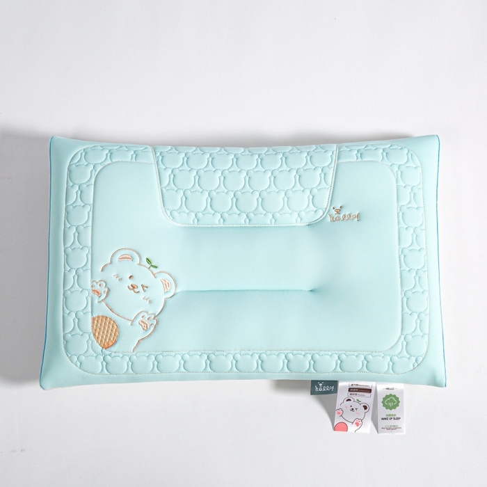 91家纺网 家纺一手货源 找家纺 织布人 2025新款枕芯夏季凉感冰丝小熊乳胶枕头防出汗儿童学生成人亲子枕 天空蓝_一只48*74cm【成人中枕】  