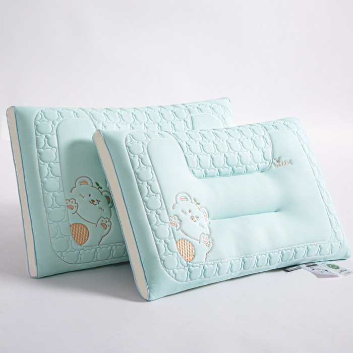 91家纺网 家纺一手货源 找家纺 织布人 2025新款枕芯夏季凉感冰丝小熊乳胶枕头防出汗儿童学生成人亲子枕 天空蓝_一只48*74cm【成人中枕】  