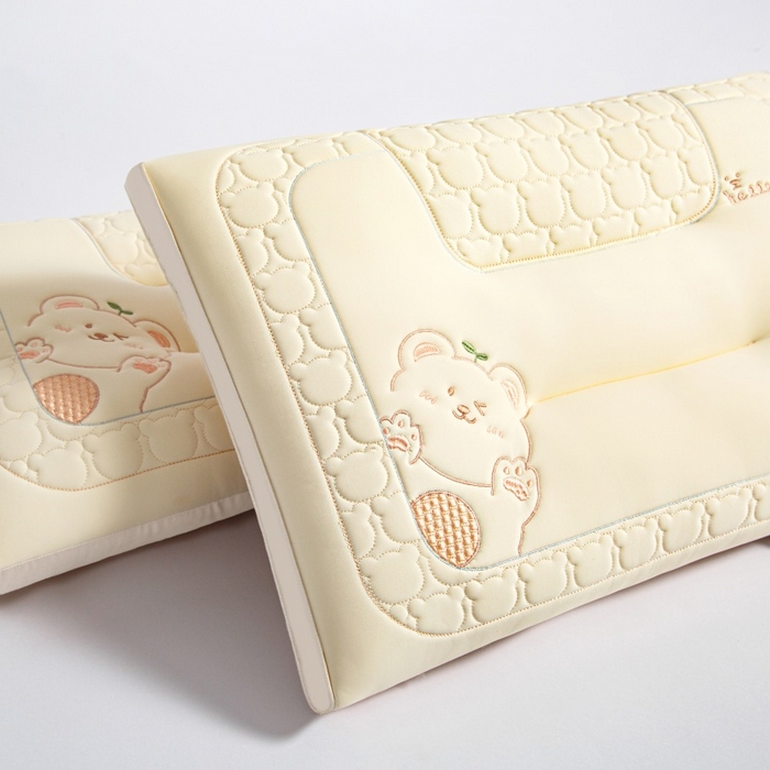 91家纺网 家纺一手货源 找家纺 织布人 2025新款枕芯夏季凉感冰丝小熊乳胶枕头防出汗儿童学生成人亲子枕 香草黄_一只48*74cm【成人低枕】